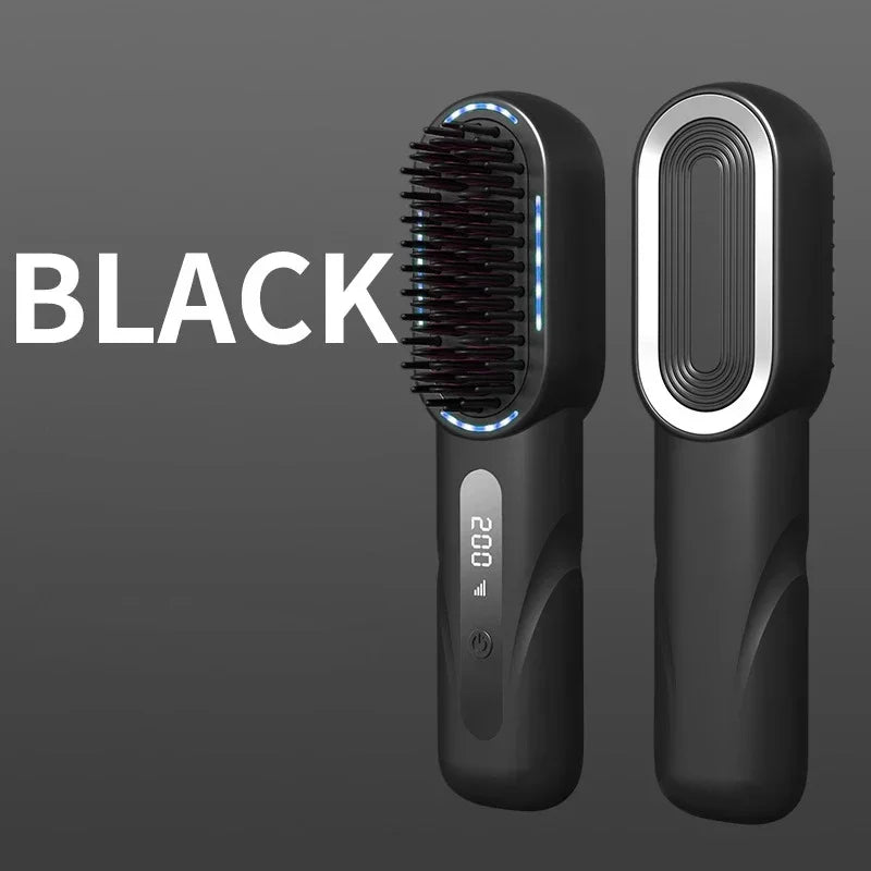 Wireless Straight Curling Hair Comb Heating Negative Ion Hair Straightener Rechargeable Anti-Scalding Electric Hair Care Brushes