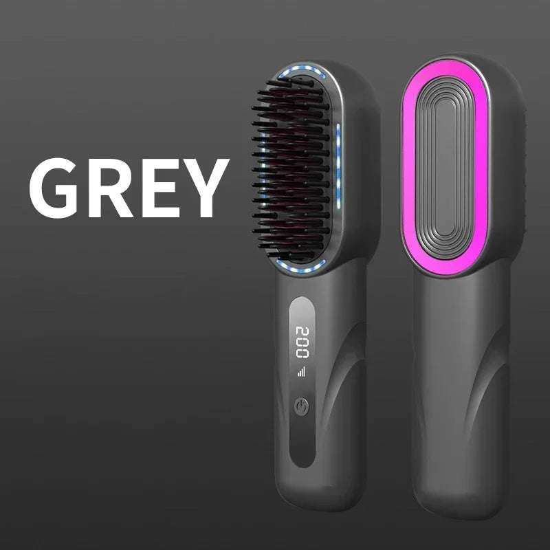 Wireless Straight Curling Hair Comb Heating Negative Ion Hair Straightener Rechargeable Anti-Scalding Electric Hair Care Brushes