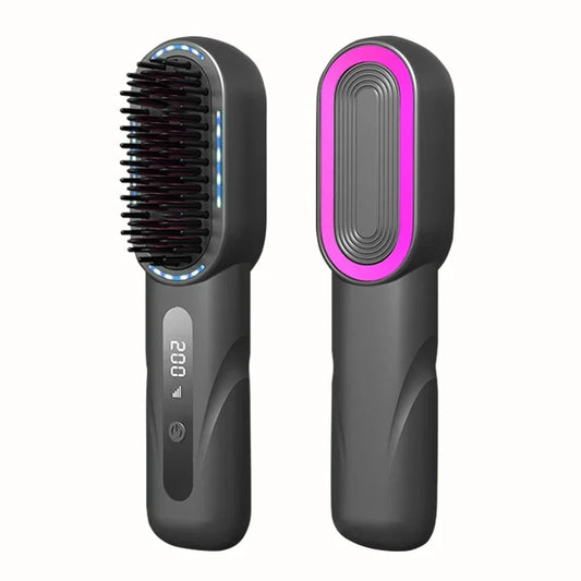 Wireless Straight Curling Hair Comb Heating Negative Ion Hair Straightener Rechargeable Anti-Scalding Electric Hair Care Brushes