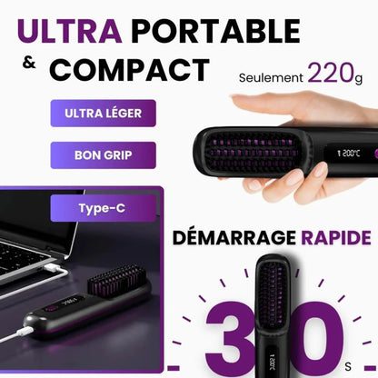 GoBrush PRO - Brosse Lissante 2 en 1 Portatif